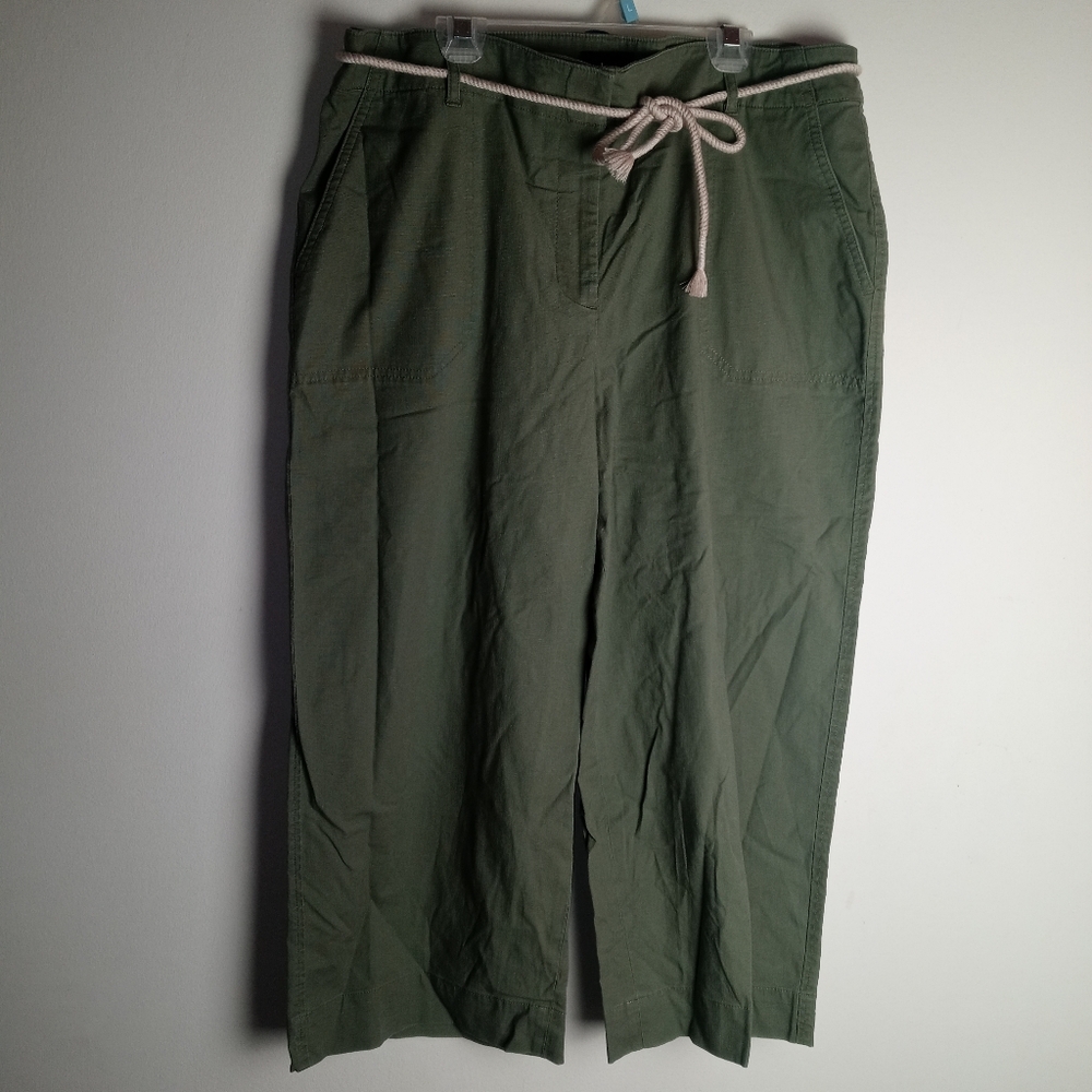 Talbots Belted Wide Crop Pants Size 14